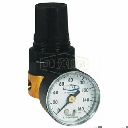 DIXON Wilkerson by Miniature Water Regulator with GC620 Gauge, 1/4 in NPT/BSPP-G, 2 to 125 psig Adjustable RB3-02RG